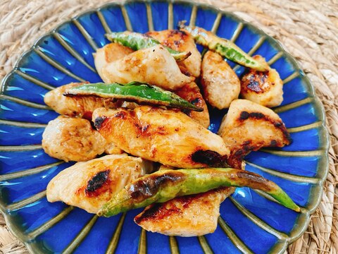 ♢ささみと青唐辛子のわさび醤油焼き♢